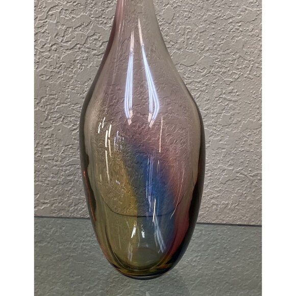 Kosta Boda Kjell Engman 11 1/2" Fidji Rainbow Art Glass Bottle Vase 48838 - Picture 12 of 16